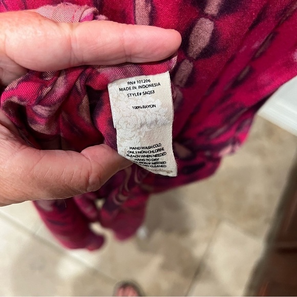 Soft Surroundings Tie Dye Flowy Dress Sz 3X 100% Rayon Asymmetrical Cinched Back - Picture 12 of 13